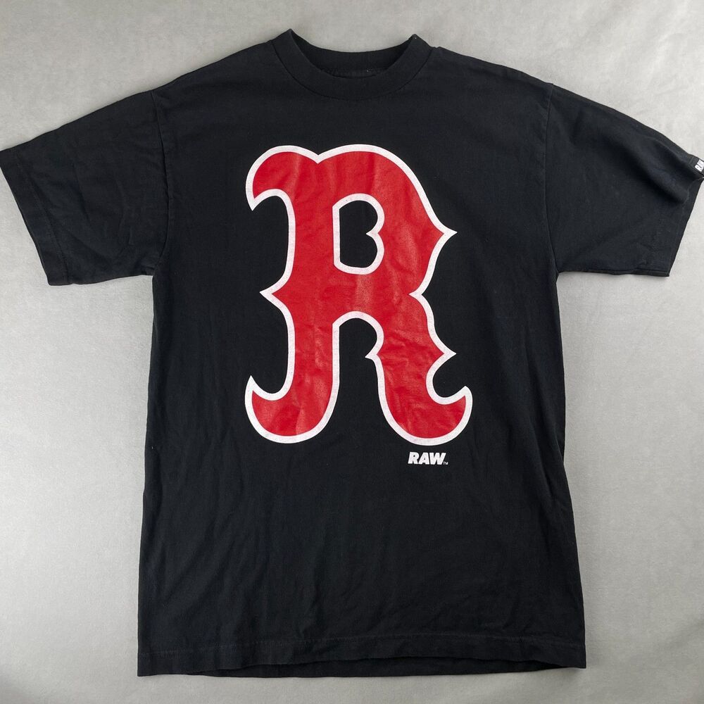 RAW Shirt Mens M Black Big R Graphic Short Sleeve Crewneck Streetwear Tee Rare